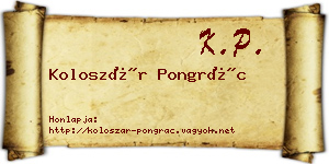 Koloszár Pongrác névjegykártya